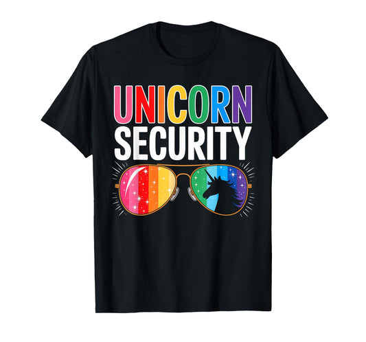 Unicorn Security Birthday Family Halloween Costume Mom Dad T-Shirt