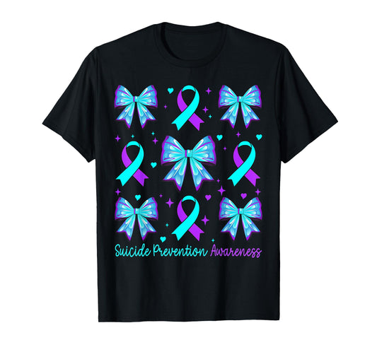 Cute Coquette Bow Suicide Prevention Awareness Women Girls T-Shirt