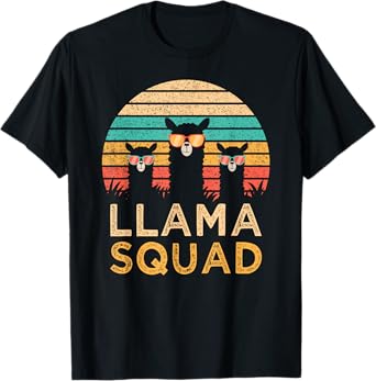 Funny Llama Squad Sunglasses Cool Llamas Vintage Gift T-Shirt