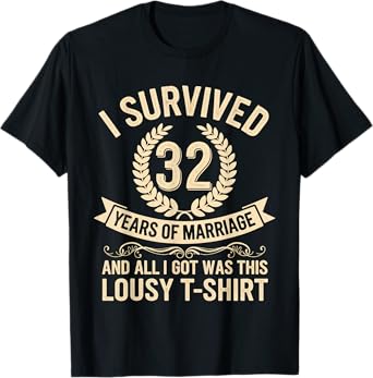 Couple Matching Wedding I Survived 32 Years Of Marriage T-Shirt