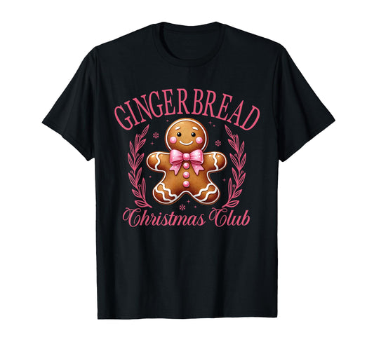 Coquette Bow Pink Gingerbread Christmas Girl Women Xmas T-Shirt