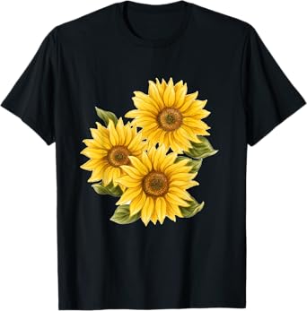 Yellow Sunflower Floral Watercolor Positivity Cute Painting T-Shirt