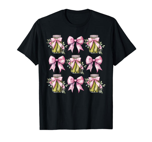 Canned Pickle Coquette Bows With Cute Pickle Jar Girl Women T-Shirt