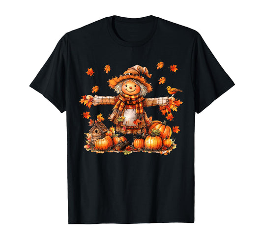 Cute Scarecrow Autumn Pumpkin Happy Thanksgiving Halloween T-Shirt