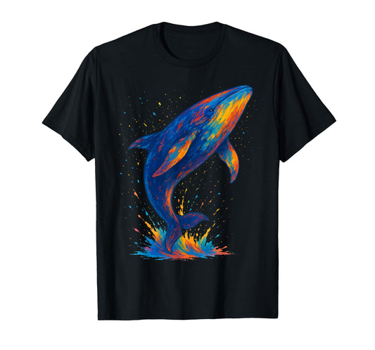 Colorful Whale Splash Ink Art Ocean Animal Whale lovers T-Shirt