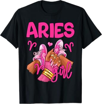 Aries Girl Birthday Queen Women Sneakers Zodiac Sign T-Shirt
