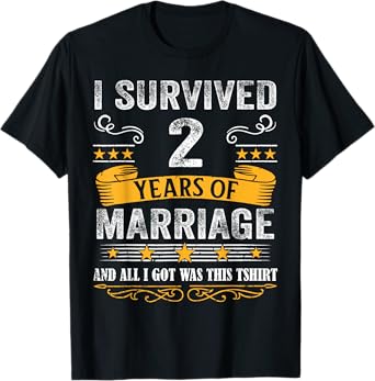 2nd Wedding Anniversary shirt Couples Husband Wife 2 Years T-Shirt