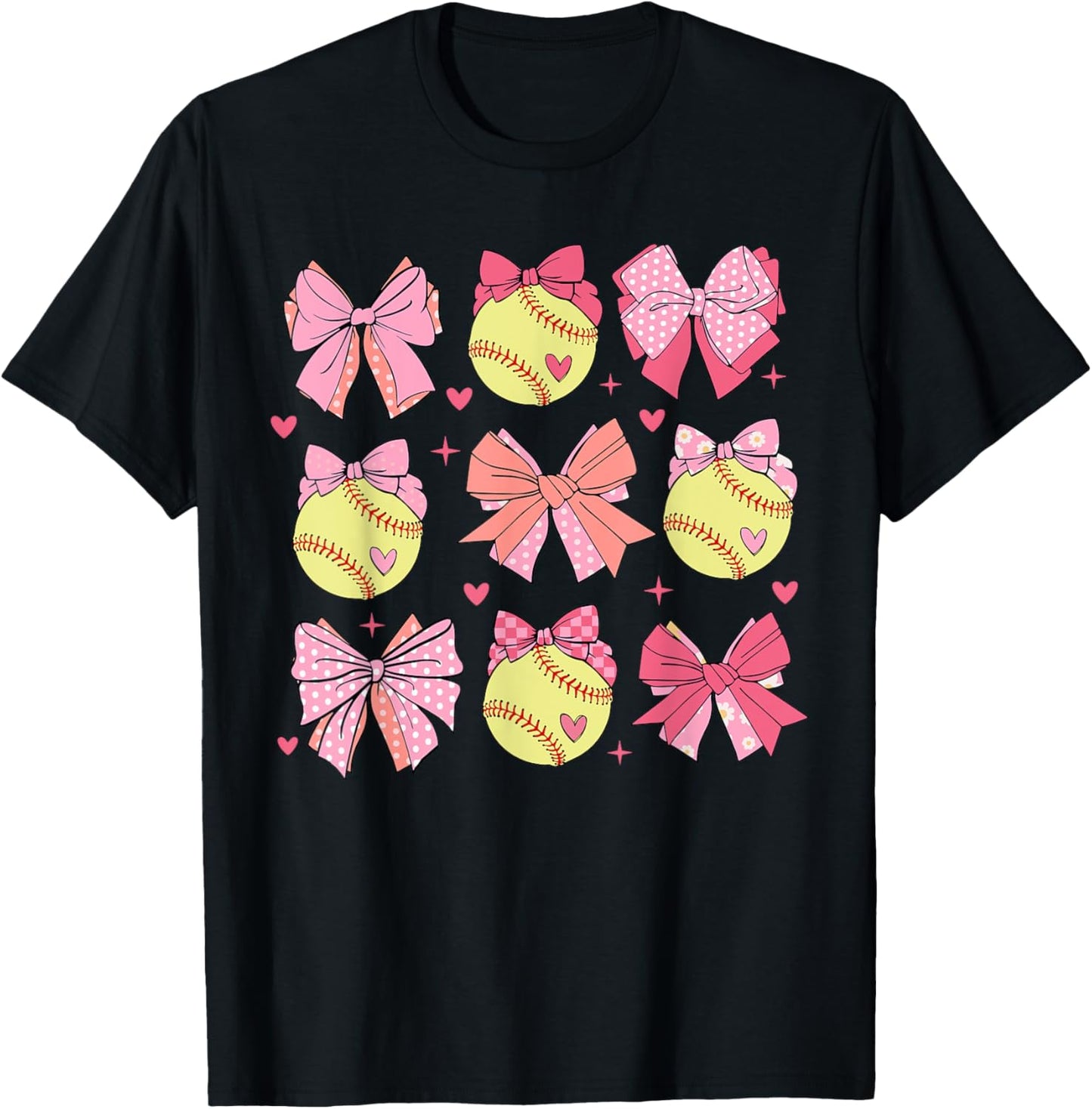 Softball Coquette Bow Softball Mom Mothers Day Softball Mama T-Shirt