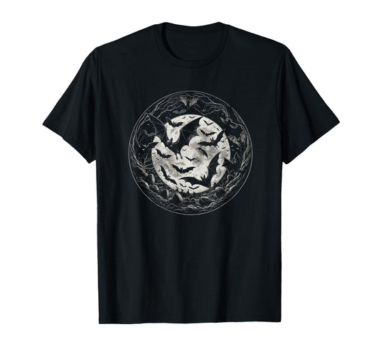 Bats With Moon Graphic Gothic Art Design For Women And Men T-Shirt