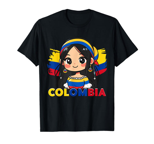 Colombian Girl Cute Colombia Flag T-Shirt