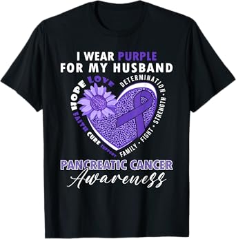 I Wear Purple For My Husband Pancreatic Cancer Awareness T-Shirt