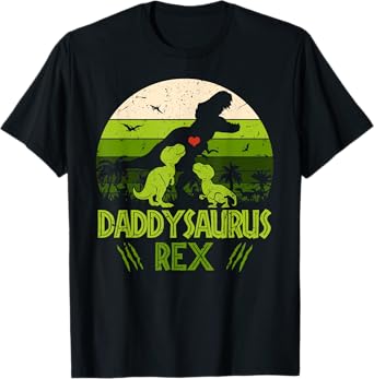 Daddysaurus Rex 2 Kids Sunset Tshirt For Fathers Day Gift T-Shirt