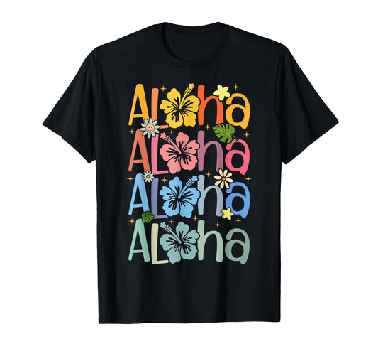 Aloha Hawaiian Summer Vacation Cute Hibiscus Kids Girl T-Shirt