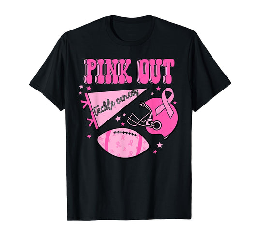 Pink Out Tackle Breast Cancer Awareness American Football T-Shirt