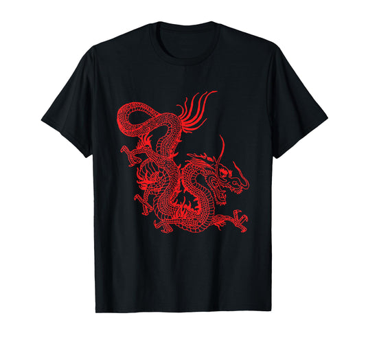 Vintage Red Chinese Dragon 80s, Traditional Asian Gift T-Shirt