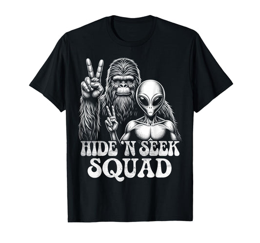 Bigfoot Sasquatch Funny Alien Cryptid Hide 'n Seek Vintage T-Shirt