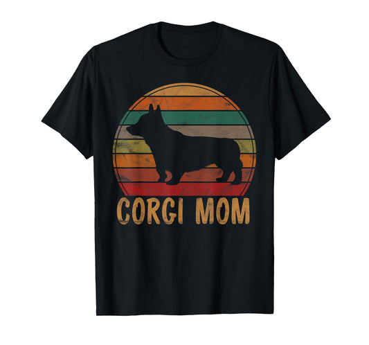 Retro Corgi Mom Gift Dog Mother Pet Welsh Corgi Mama T-Shirt