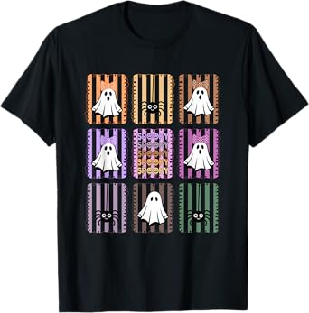 Spooky Ghosts And Cute Spider Design T-Shirt