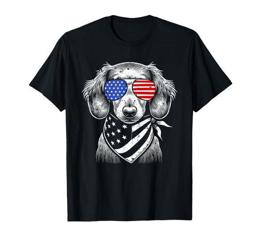 Dachshund Wiener Dog Patriotic 4th of July American US Flag T-Shirt