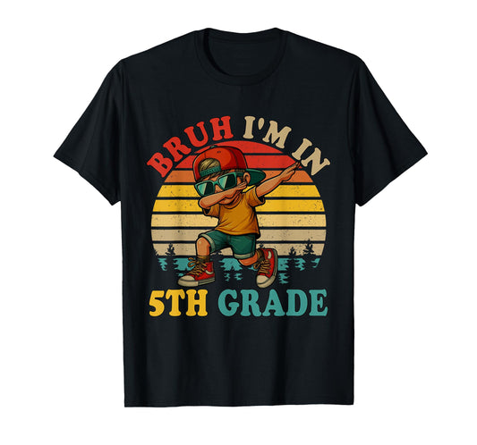 Vintage Retro Proud In 5th Grade Dabing Kid Boy Students T-Shirt