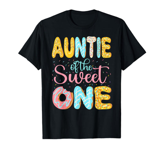 Auntie of the Sweet One Aunt Donuts Family Matching Party T-Shirt
