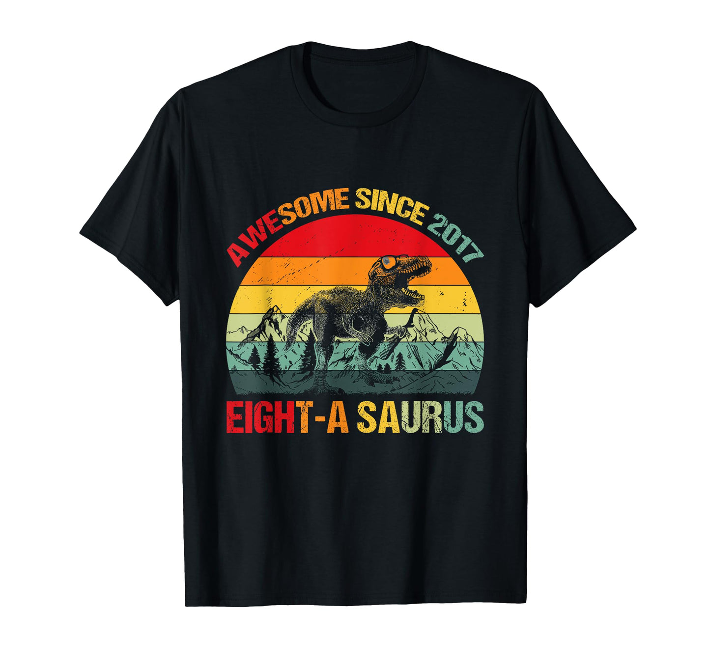 8th Birthday Awesome Since 2017 Dinosaur 8th Birthday Boy T-Shirt
