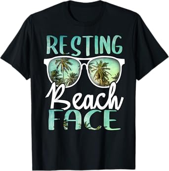 Resting Beach Face Vintage Retro Funny Beach Vacation T-Shirt for Men Women
