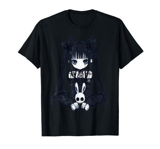 Anime Girl Goth Bunny Grunge Gothic Cute E-Girl Outfit T-Shirt
