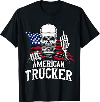 American Trucker for Patriotic Truck Driver T-Shirt