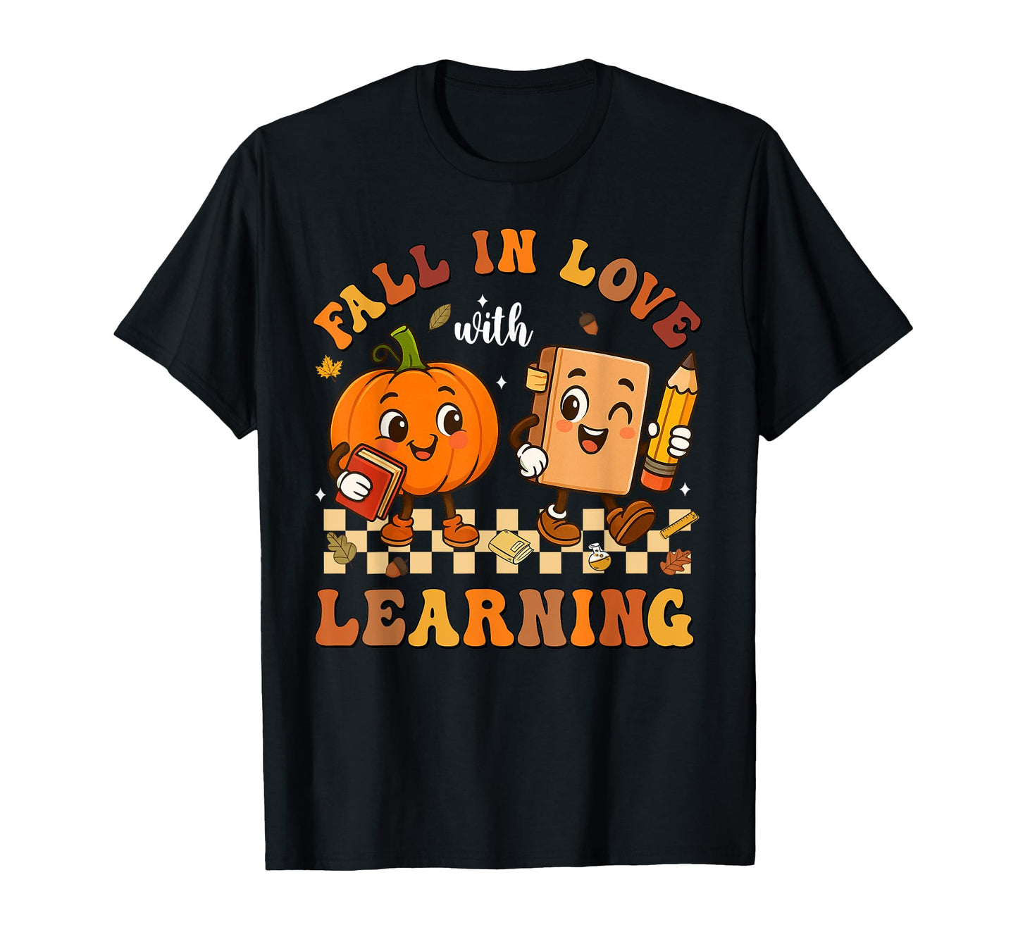 Fall In Love With Reading Book Autumn Pumpkins And Teachers T-Shirt