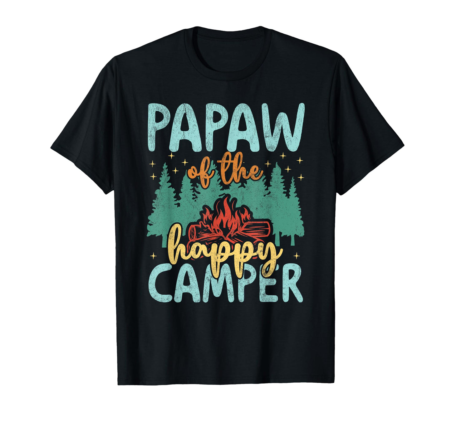 Papaw of Happy Camper 1st Birthday Party Retro Papaw T-Shirt