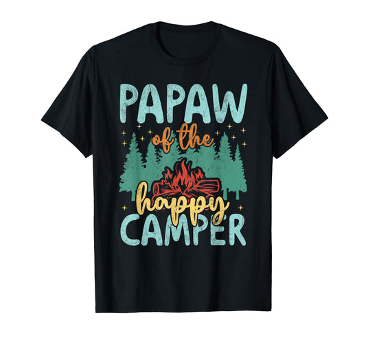Papaw of Happy Camper 1st Birthday Party Retro Papaw T-Shirt