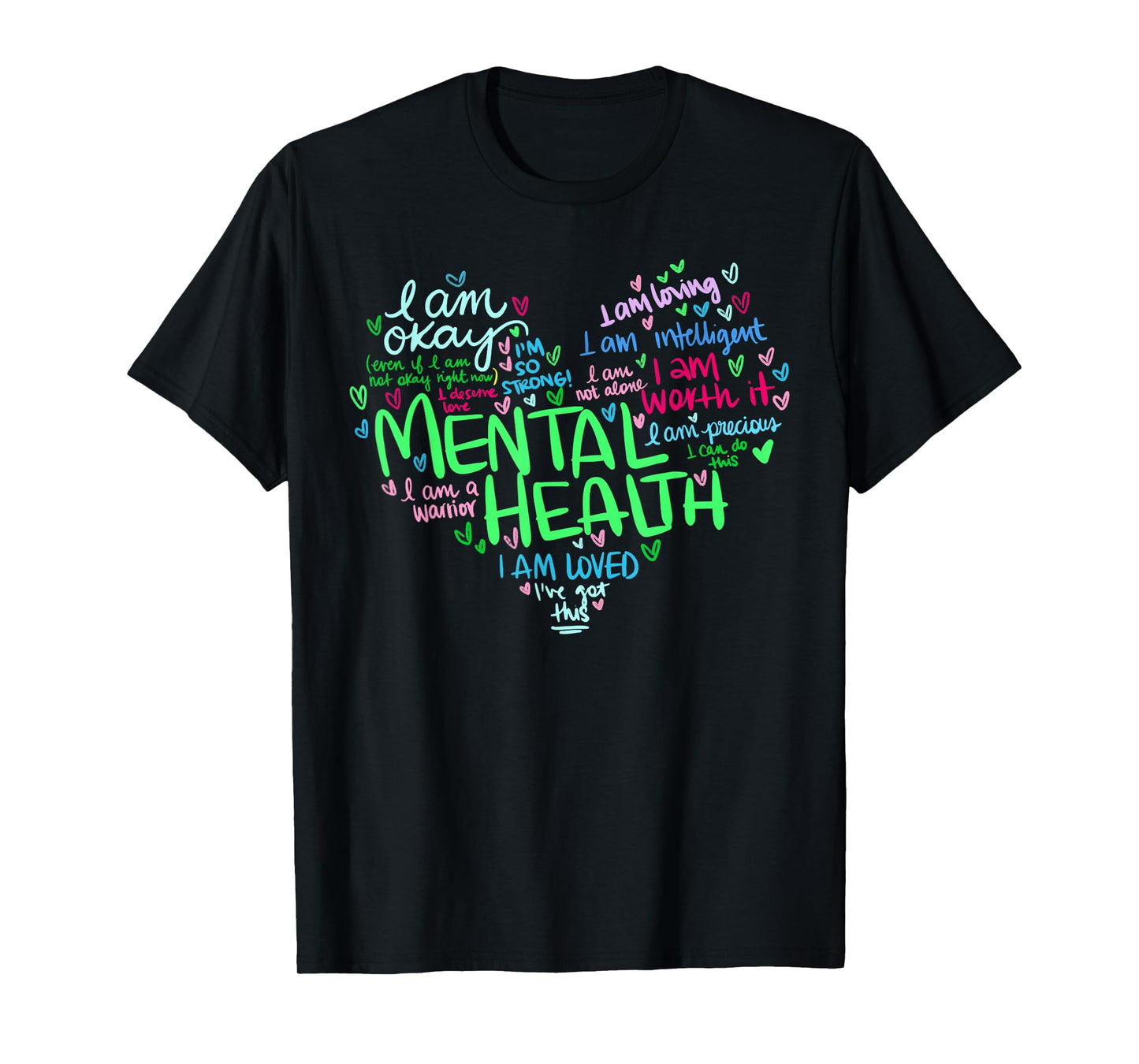 Heart I Wear Green For Mental Health Awareness Month Ribbon T-Shirt