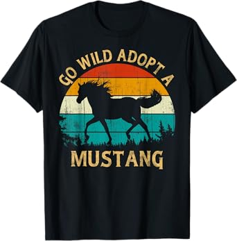 Vintage Sunset Wild Mustang Horse Go Wild Adopt a Mustang T-Shirt
