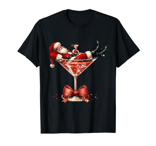 Santa's Hot Mess Christmas Martini Xmas T-Shirt