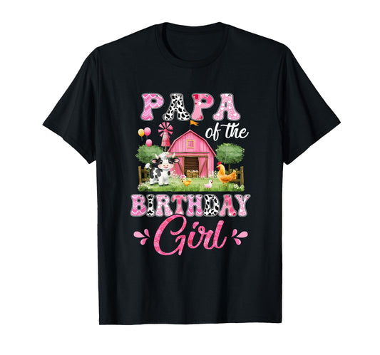 Papa Of The Birthday Girl 1St Birthday Cow Farm Family T-Shirt