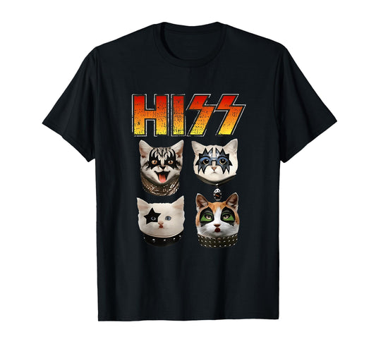 Hiss Funny Cats Kittens Rock Rockin Short Sleeve T-Shirt