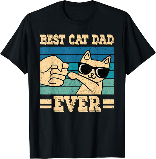 Best Cat Dad Ever Funny Cat Retro Men T-Shirt