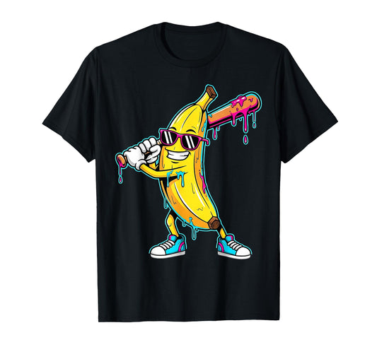 Banana Funny Baseball Drip Kids Youth Boys Girls T-Shirt