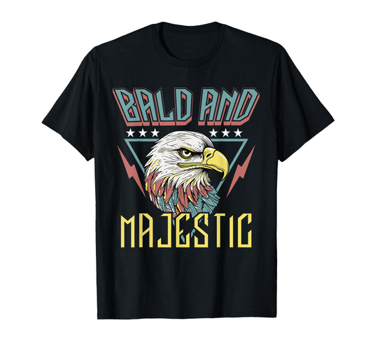 Bald & Majestic Retro Dad Husband Grandpa Joke Men Funny T-Shirt