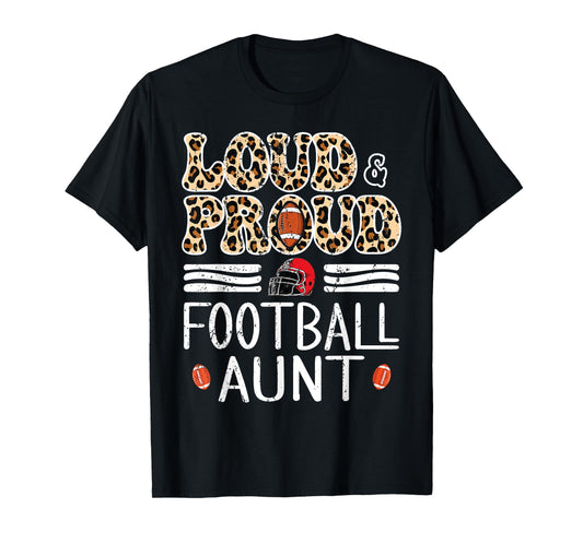 Leopard Loud & Proud American Football Aunt Family Women T-Shirt