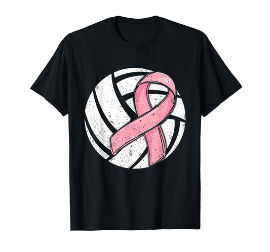Volleyball Pink Ribbon Breast Cancer Awareness Sport Lover T-Shirt
