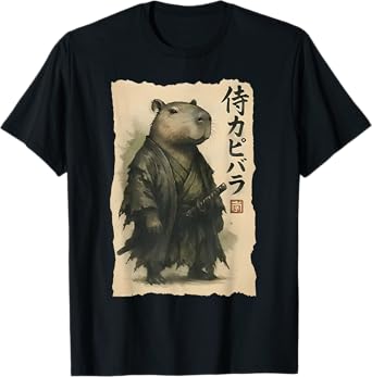 Samurai Capybara Funny Capybara Japanese Animal T-Shirt