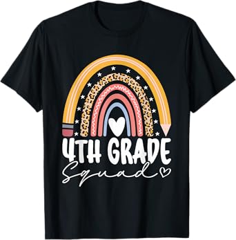 Back To School Rainbow 4th Fourth Grade Squad For Teachers T-Shirt