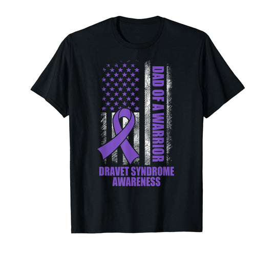 Proud Dad Of A Warrior Dravet Syndrome Awareness US Flag T-Shirt