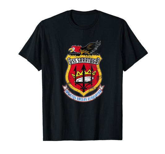 USS Saratoga CV-60 Aircraft Carrier Veteran US Flag Vintage T-Shirt