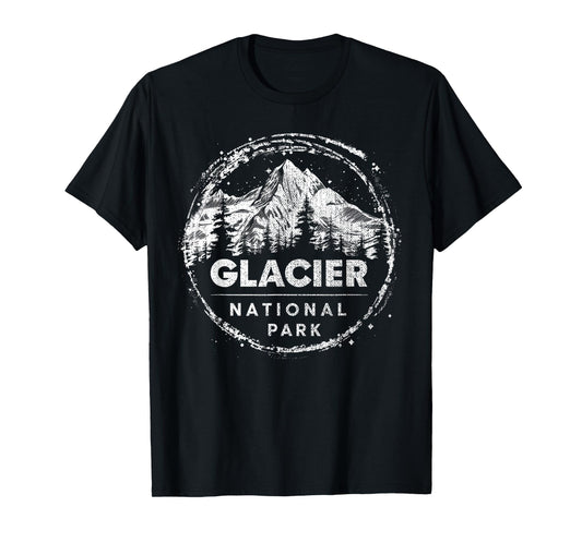 Glacier - US National Park Vintage Men Women Kids Retro T-Shirt