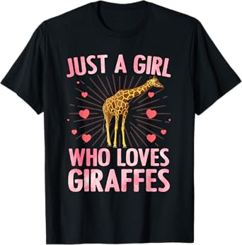Cute Giraffe Art For Girls Women Giraffe Print Giraffe Lover T-Shirt