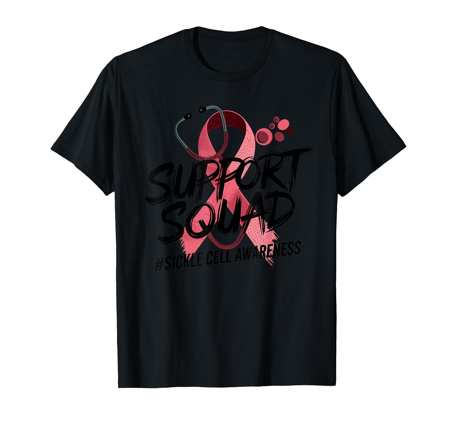 Support Squad Sickle Cell Awareness Burgundy Ribbon T-Shirt