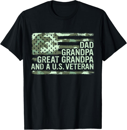 Dad Grandpa Great Grandpa Veteran Fathers Day Great Grandpa T-Shirt